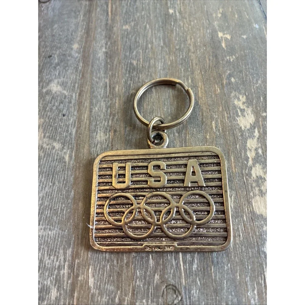 Brass USA United States Olympic Games Souvenir Keyring Double Sided